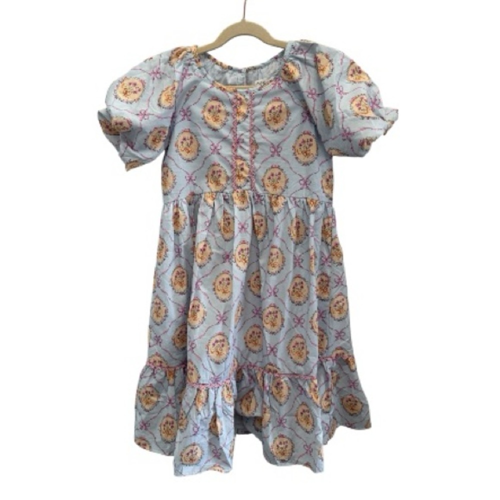Shop the Mint Girls Floral Bow Print Top in Light Blue and Pink‎